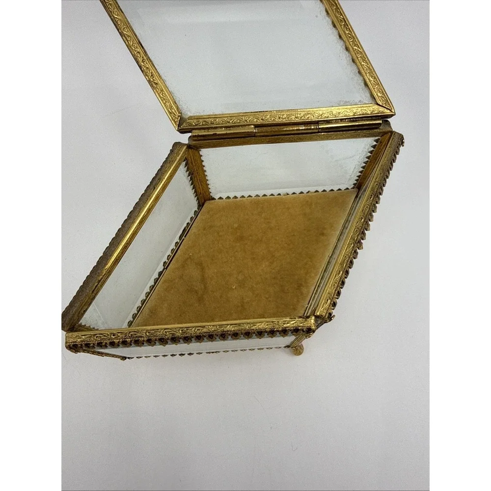Vtg StyleBuilt Jewelry Box With Beveled Glass Diamond Shape‎ Pedestal